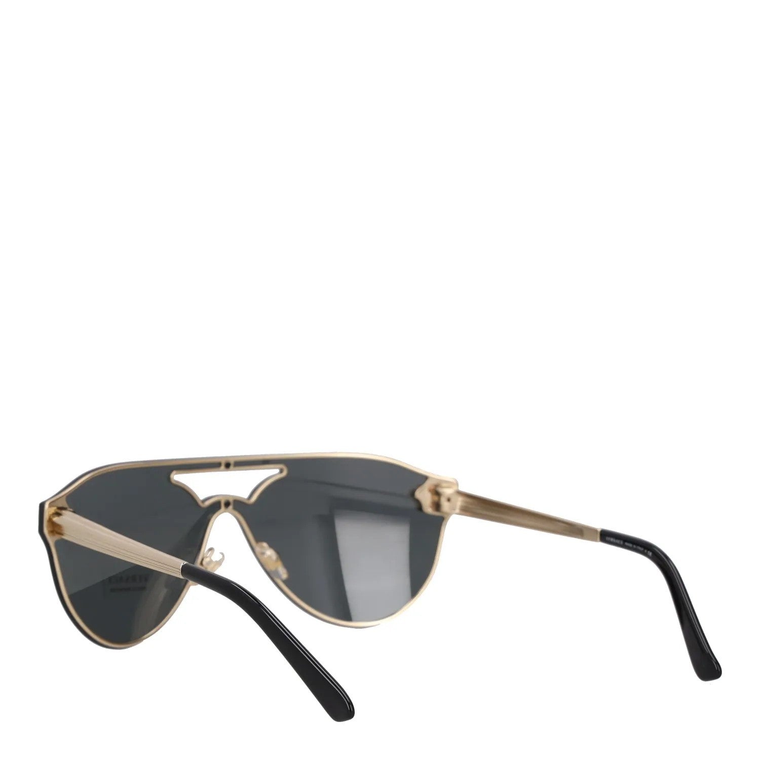 VERSACE Unisex Shield Sunglasses Gold Metal Frame Grey Reflective Lens OS RRP350 — View 4