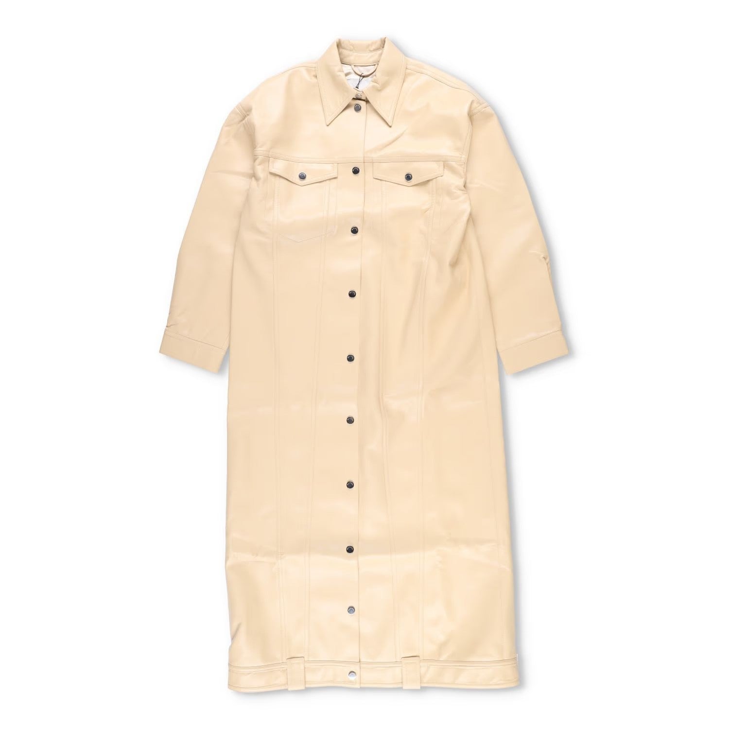 NANUSHKA Women Keano Trench Coat Button Up Leather Beige Neutrals Size L RRP1475 — View 2