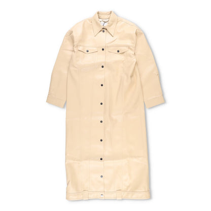 NANUSHKA Women Keano Trench Coat Button Up Leather Beige Neutrals Size L RRP1475 — View 2