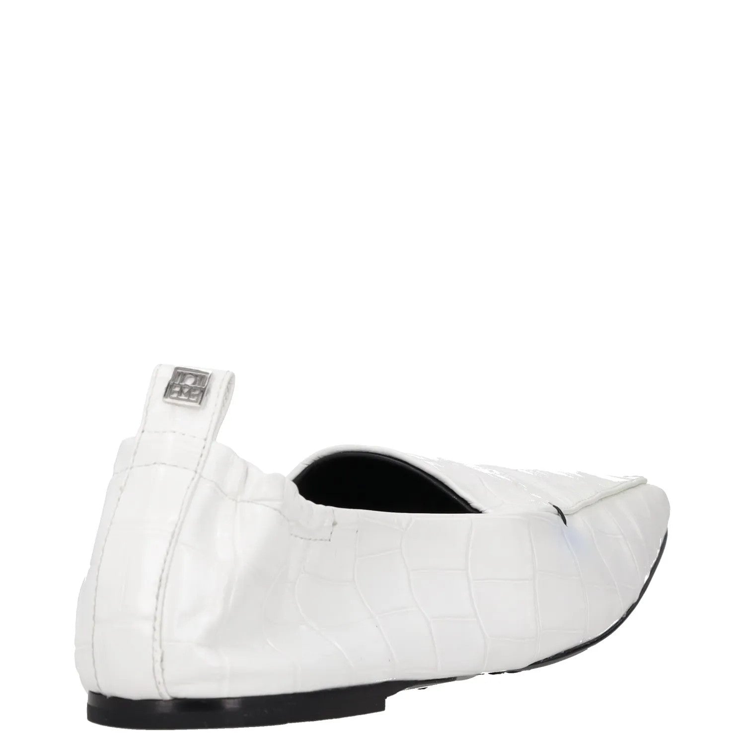 TOTEME Womens Flats White Leather Crocodile Texture Pointed Toe UK 6 RRP 385 — View 6