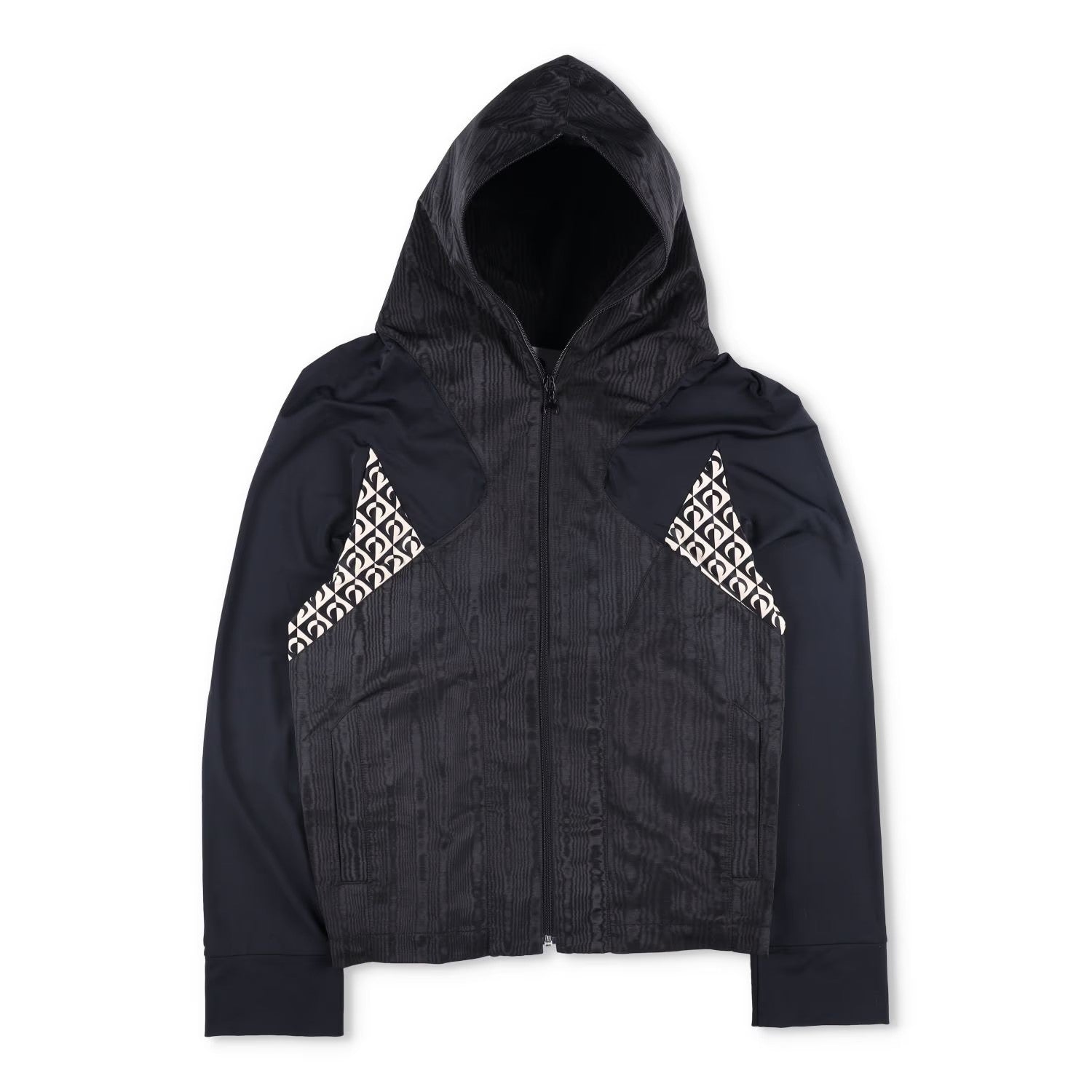 MARINE SERRE Womens Windbreaker Jacket Hooded Geometric Black Size M RRP 395