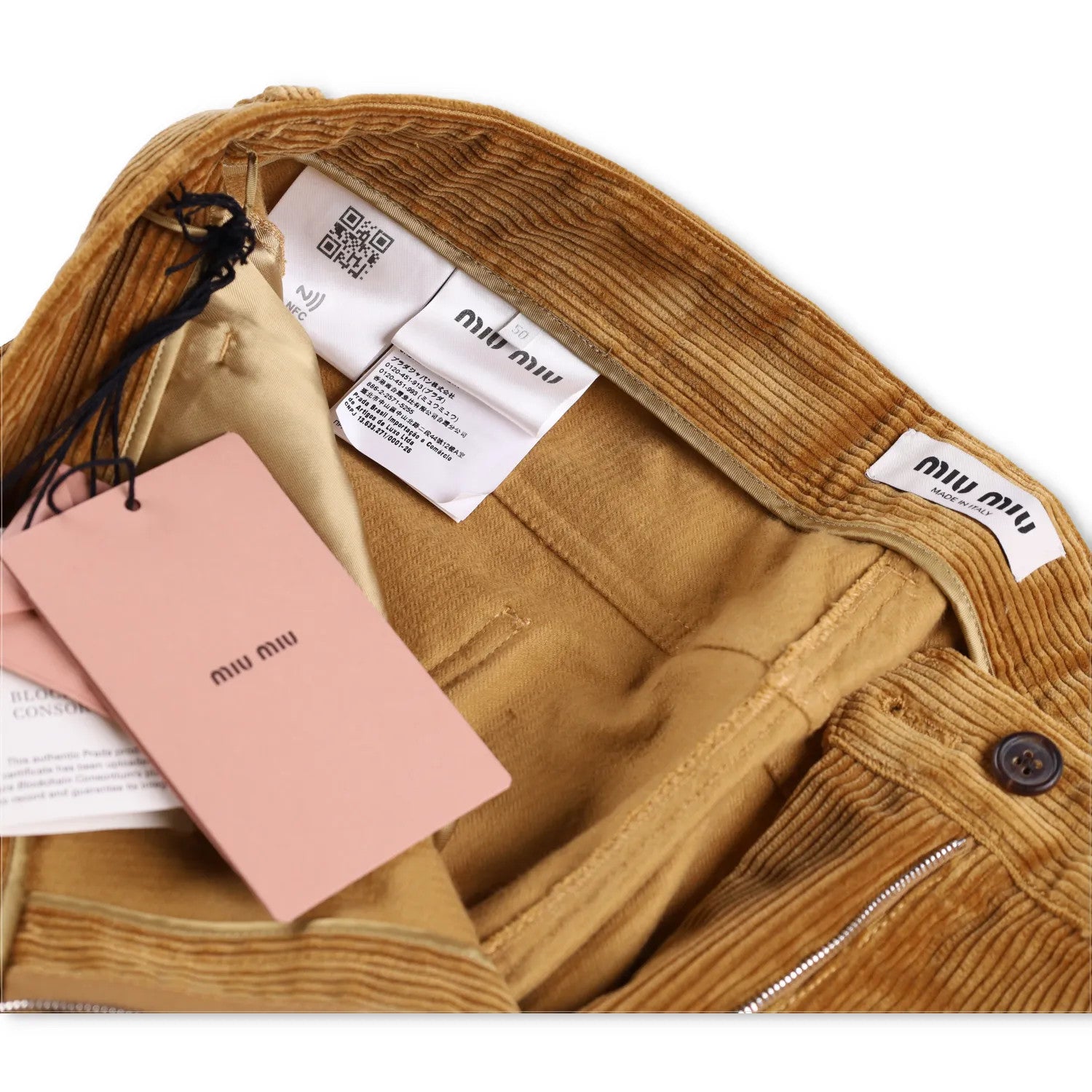 MIU MIU Men Velluto Coste Chino Trousers Yellow Corduroy Slash Pocket 50 RRP1220 — View 8