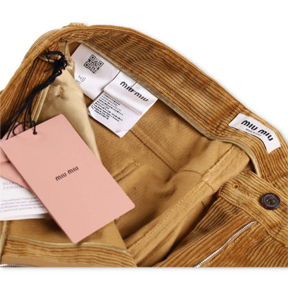 MIU MIU Men Velluto Coste Chino Trousers Yellow Corduroy Slash Pocket 50 RRP1220 — View 8