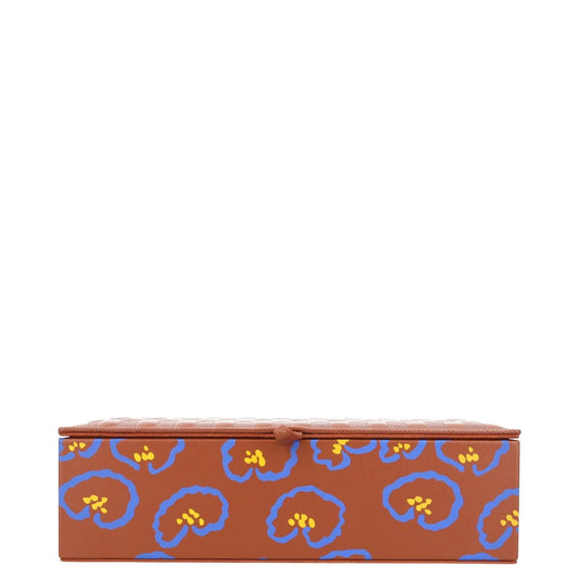 AUDEPART Jewellery Box Brown Leather All Over Print Rectangle Size 95 RRP 250