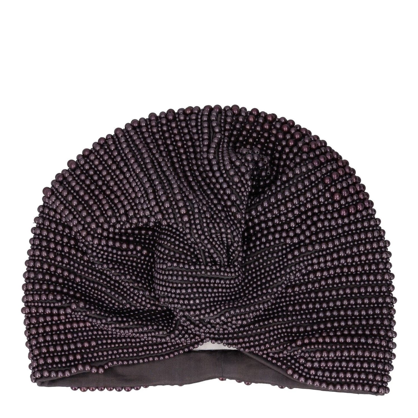 MARY JANE CLAVEROL Womens Turban Hat Purple Beaded Elastic One Size RRP 355