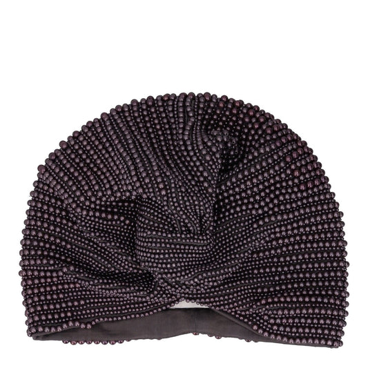 MARY JANE CLAVEROL Womens Turban Hat Purple Beaded Elastic One Size RRP 355
