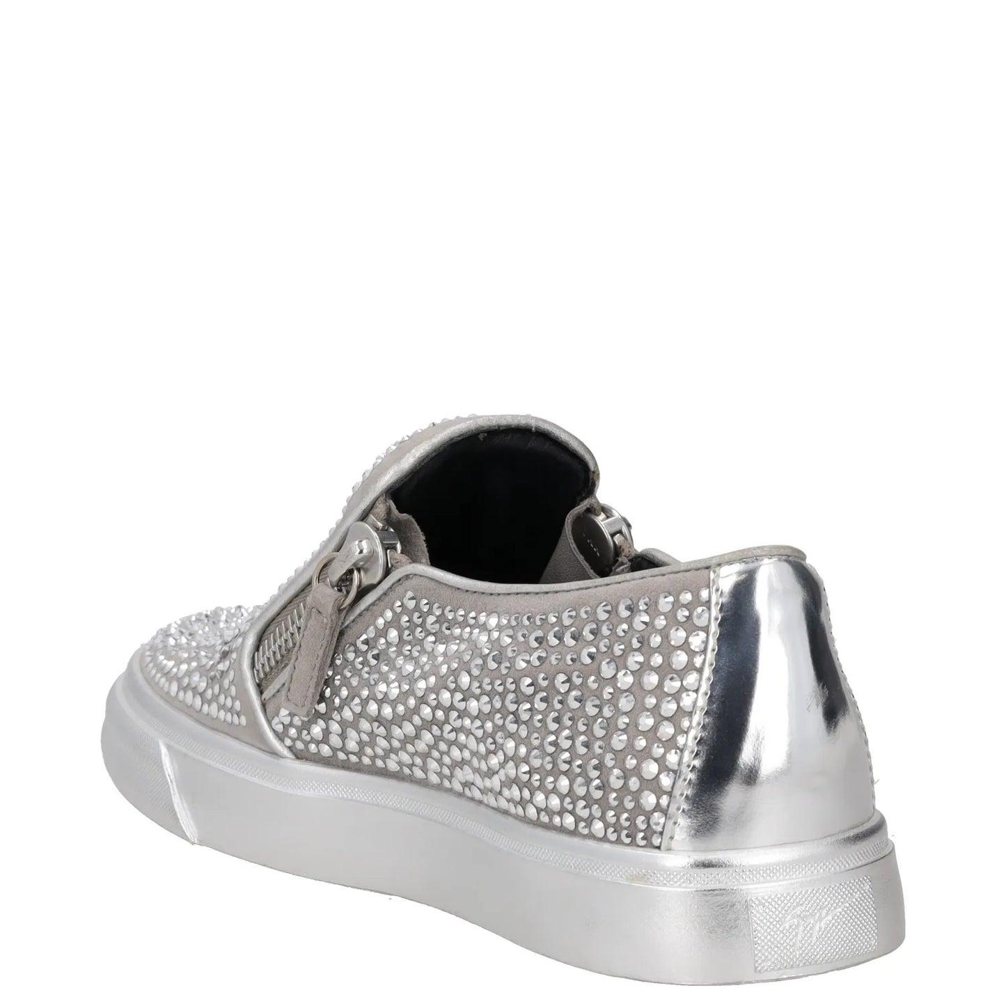 GIUSEPPE ZANOTTI Womens Trainers Silver Leather Embellished Low Top UK 3 RRP 400 — View 5