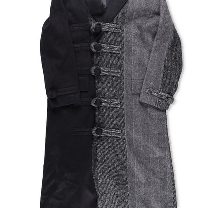 FENG CHEN WANG Mens Multi Flannel Stripe Overcoat Black Grey Size XL RRP 1275 — View 5