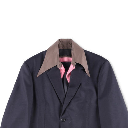 PRADA Mens Panama Mohair Blazer Jacket Dark Blue Blazer Two Button 46R RRP 3300 — View 2
