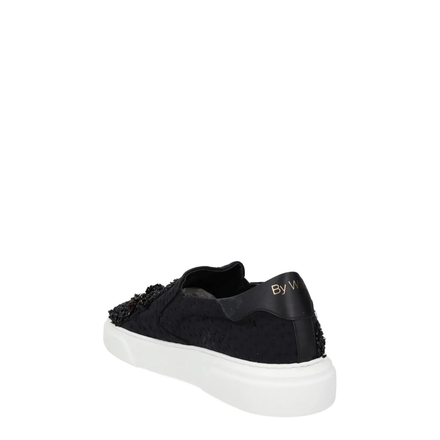 BY WALID Womens Flat Shoes Slip On Black Leather White Sole UK 11 RRP 720 — View 5