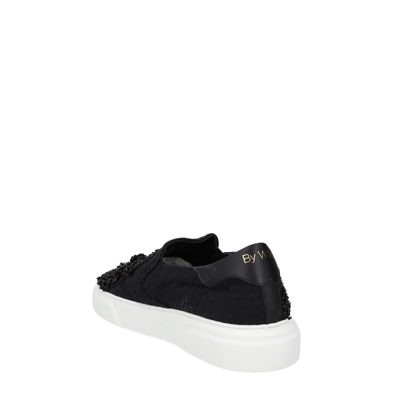 BY WALID Womens Flat Shoes Slip On Black Leather White Sole UK 11 RRP 720 — View 5