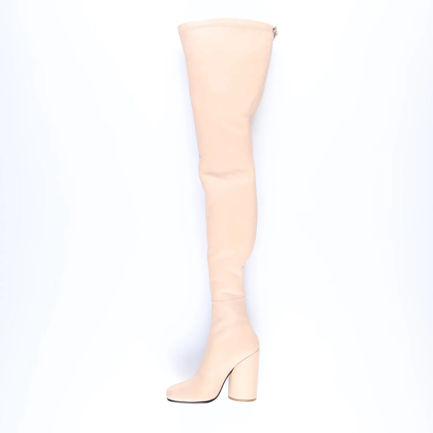 BURBERRY Womens Thigh High Boots Ivory Leather Zip Closure UK 5 RRP 1750 — View 7