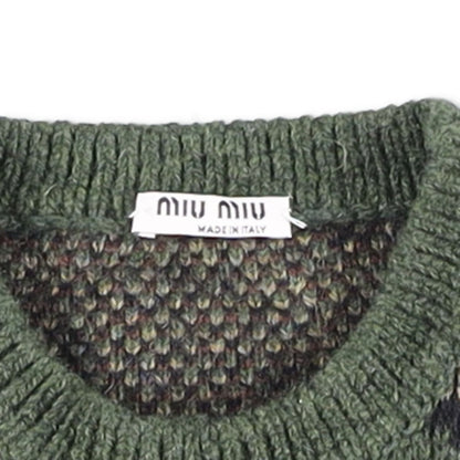 MIU MIU Mens Wool Knit Crew Neck Sweatshirt Multicoloured Camouflage 40 RRP 850 — View 5