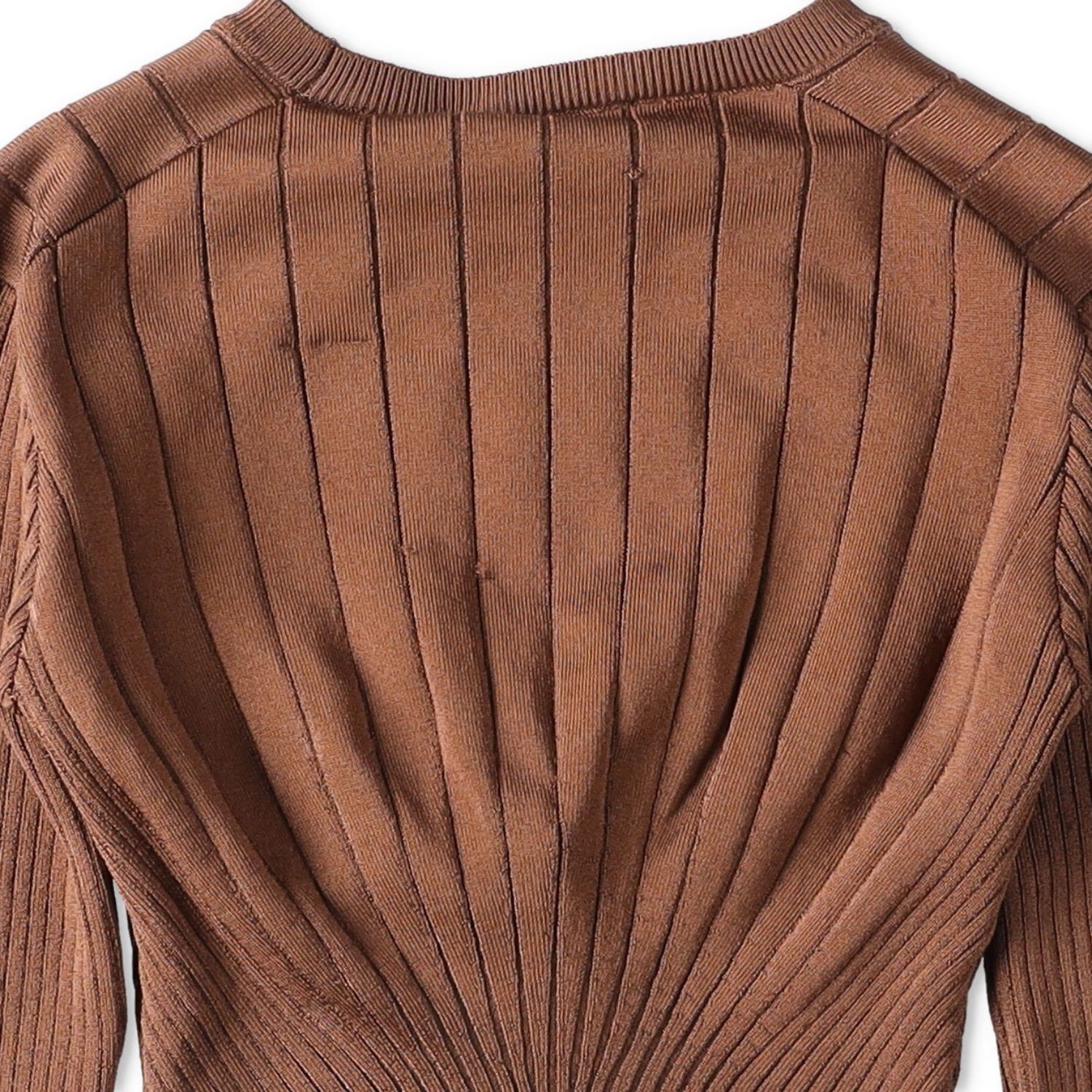 MUGLER Womens Top T-Shirt Low Neck Cropped Long Sleeve Brown Size S RRP 60 — View 10