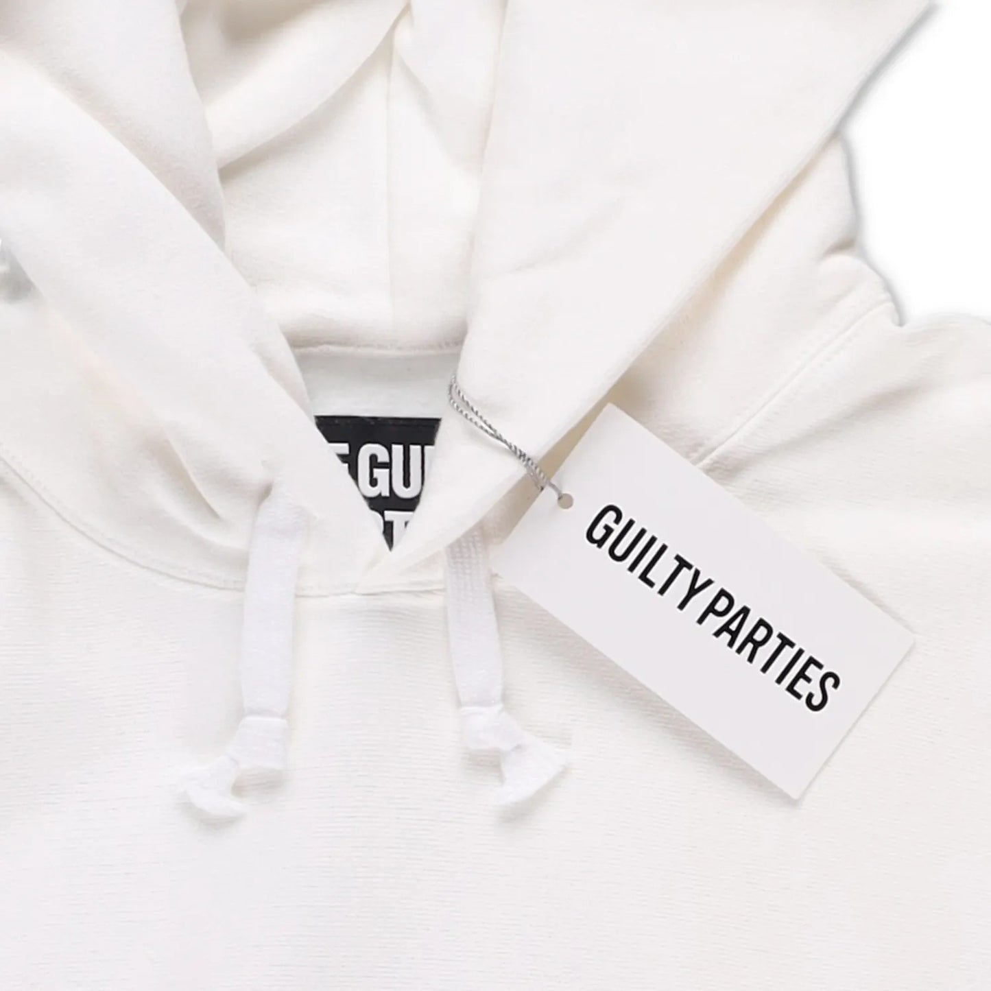 GUILTY PARTIES Mens Hoodie White Large Black Logo Pocket Cotton Size XL RRP 400 — View 5