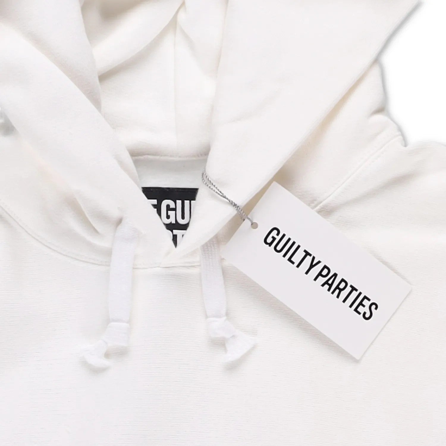 GUILTY PARTIES Mens Hoodie White Large Black Logo Pocket Cotton Size XL RRP 400 — View 5