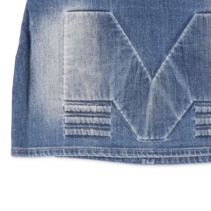 MOWALOLA Womens Embossed Denim Mini Skirt Blue Short Light Wash Size XS RRP 320 — View 3