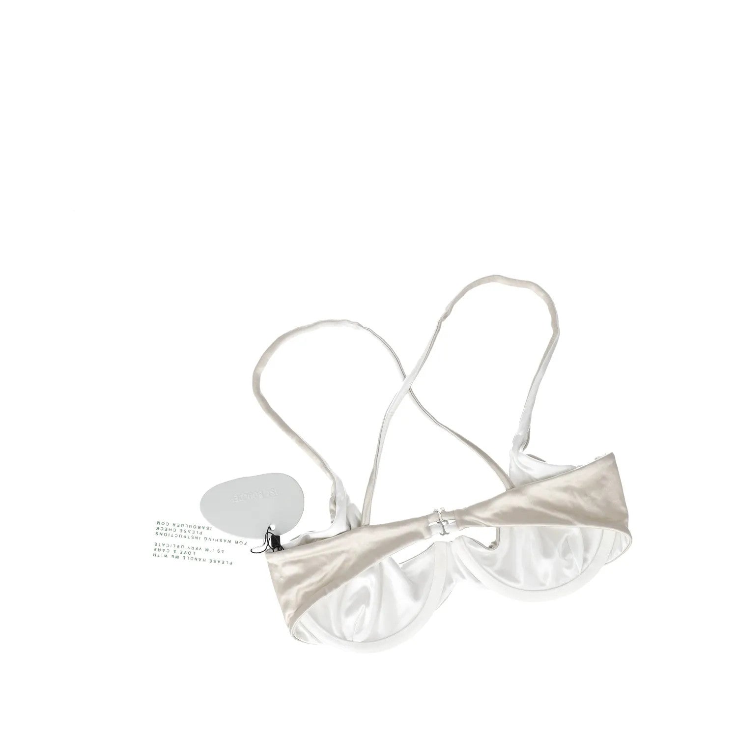 ISA BOULDER Womens Reversible Heart Bikini Top Silver Pearl Halter Neck L RRP140 — View 3