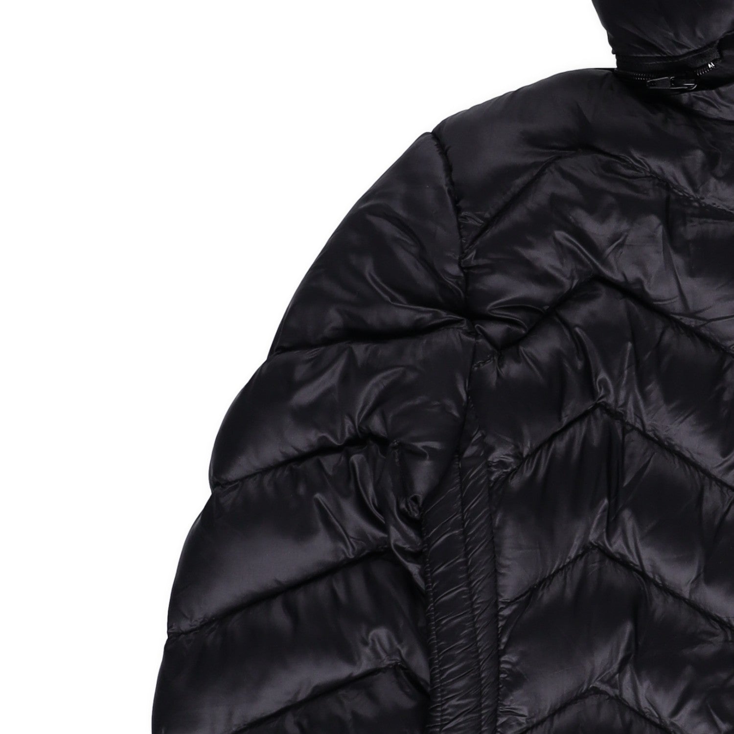 MONCLER Womens Makaluu Fur Hood Lined Jacket Nylon Size Large Black RRP1500 — View 6