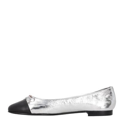 TORY BURCH Womens Silver Leather Ballet Flats Bow Accent Slip On US 9 RRP 260 — View 4
