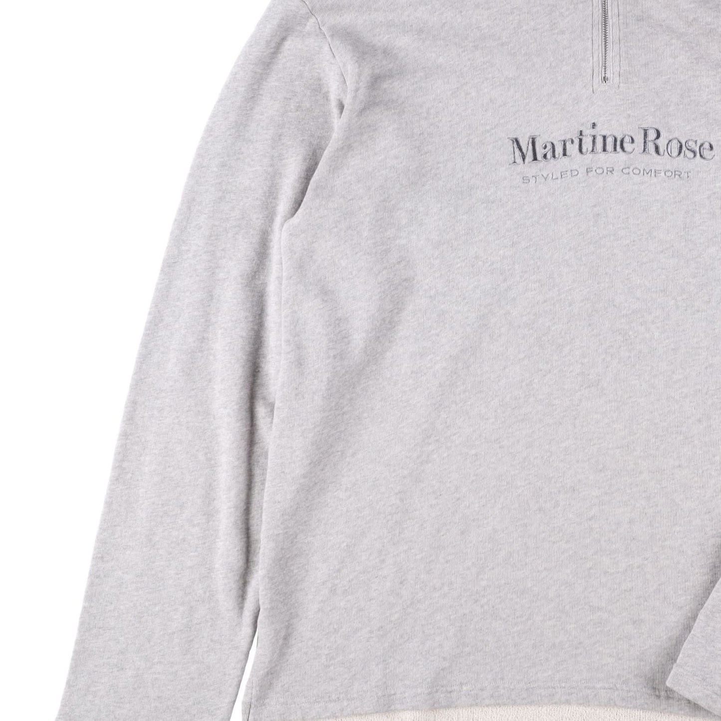 MARTINE ROSE Mens Polo Shirt Collared Quarter Zip Grey Long Sleeve Size L RRP340 — View 4