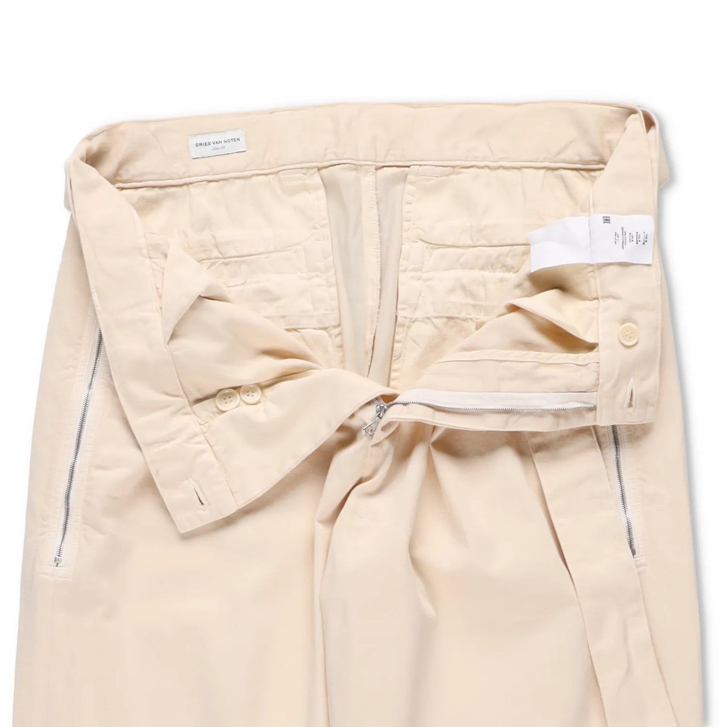 DRIES VAN NOTEN Mens Trousers Cotton Beige Pleated Buckle Size 48 RRP 450 — View 8