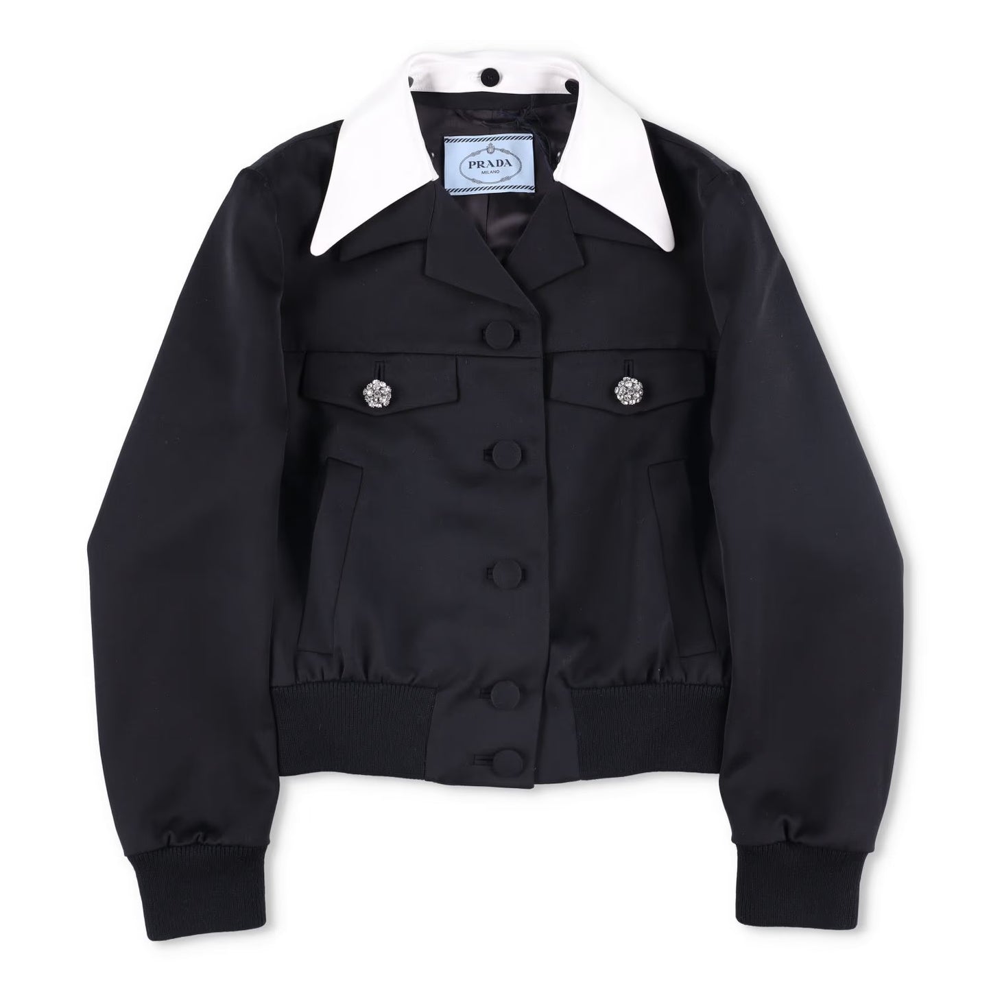 PRADA Womens Jacket Sports Collared Neck Long Sleeve Wide Lapel Black 40 RRP2638