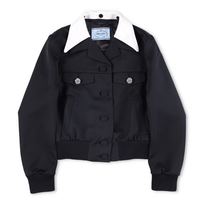 PRADA Womens Jacket Sports Collared Neck Long Sleeve Wide Lapel Black 40 RRP2638