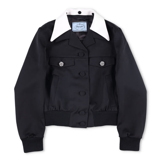 PRADA Womens Jacket Sports Collared Neck Long Sleeve Wide Lapel Black 40 RRP2638