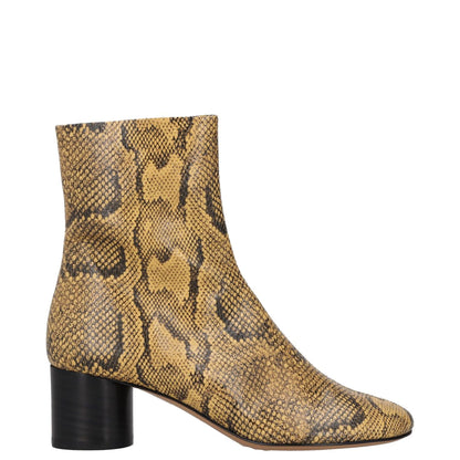 ISABEL MARANT Women Laeden Mid Heel Ankle Boots Printed Leather Beige 35 RRP 790