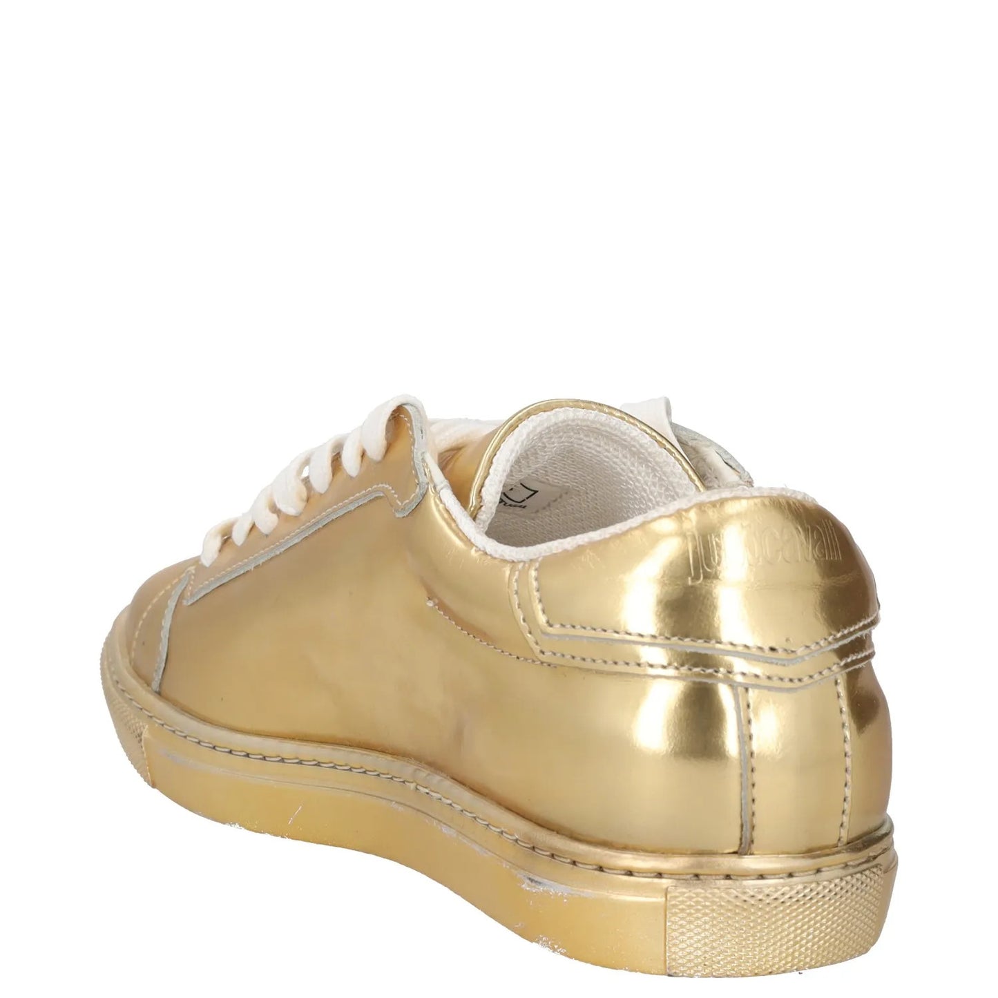 JUST CAVALLI Womens Trainers Gold Leather Low Top Lace Up UK 3 RRP 200 — View 5