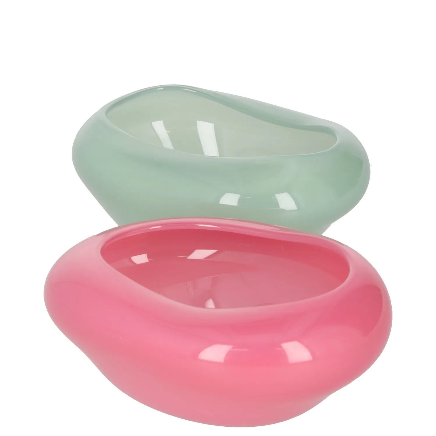 HELLE MARDAHL STUDIO Dish Green Pink Glass Bowl Set Modern Size S RRP 285 — View 2