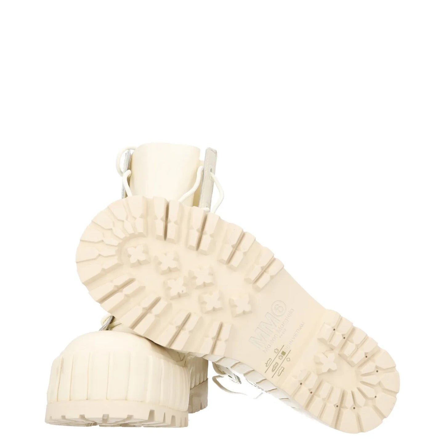 MM6 MARGIELA Womens Combat Boots White Leather Chunky Sole EU 37.5 RRP 375 — View 7