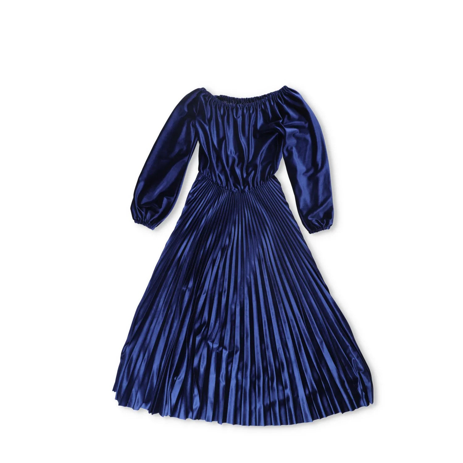 Valentino Womens Midi Dress Blue Velvet Pleated Long Balloon Sleeve XS RRP 1800 — View 11