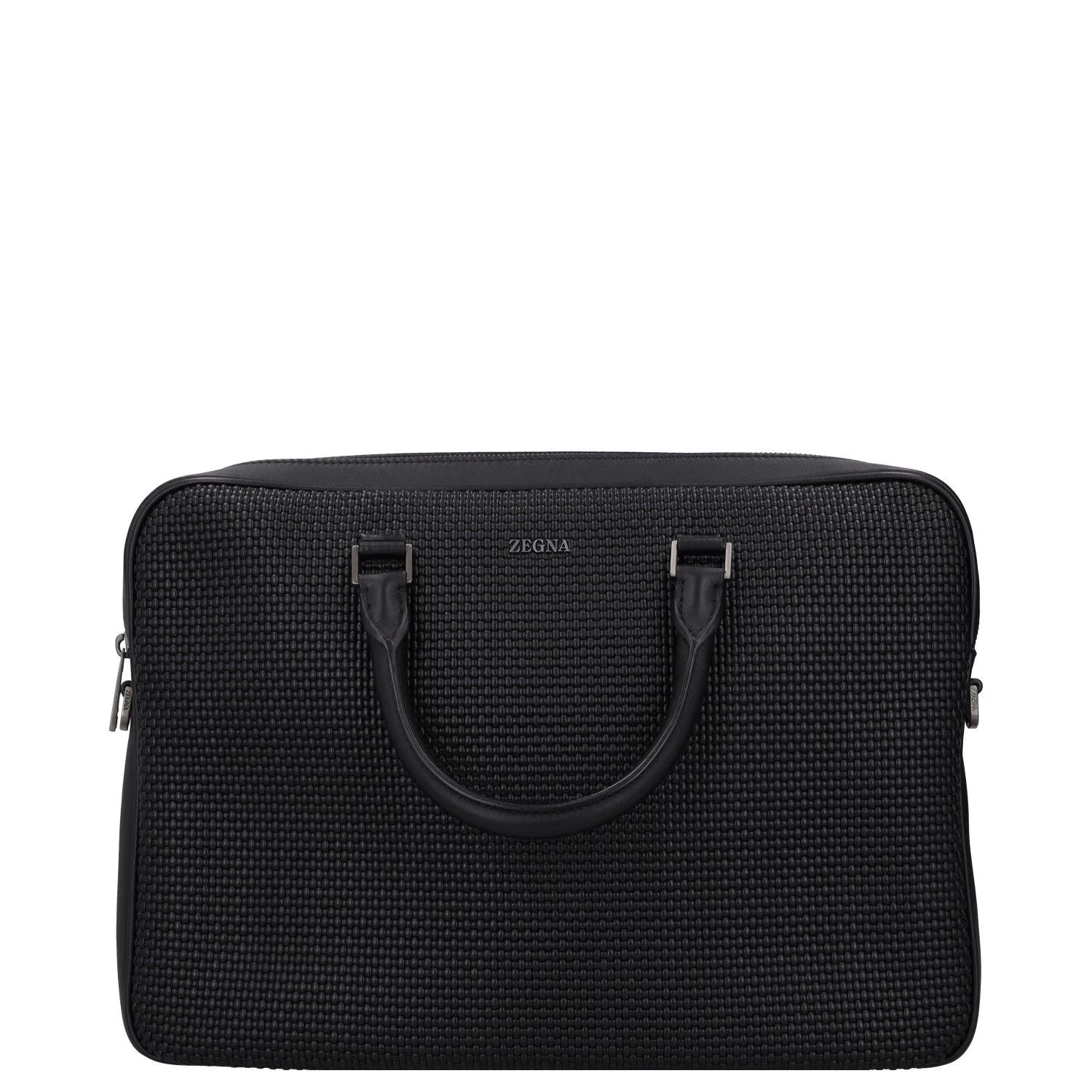 ERMENEGILDO ZEGNA Luxury Tailoring Edgy Laptop Bag Black Briefcase OS RRP 1000