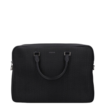 ERMENEGILDO ZEGNA Luxury Tailoring Edgy Laptop Bag Black Briefcase OS RRP 1000