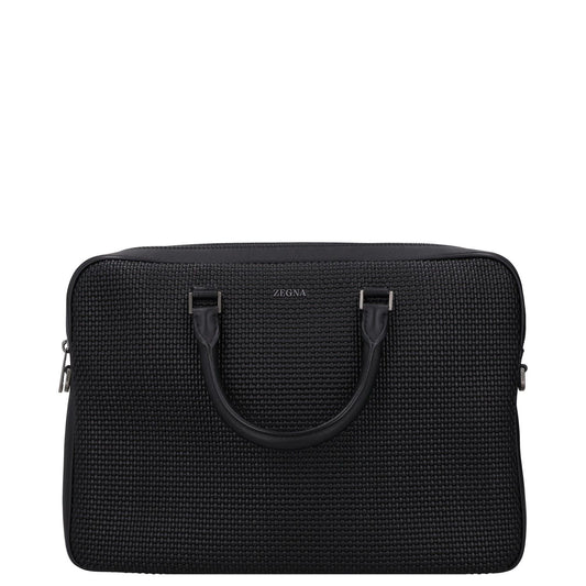 ERMENEGILDO ZEGNA Luxury Tailoring Edgy Laptop Bag Black Briefcase OS RRP 1000