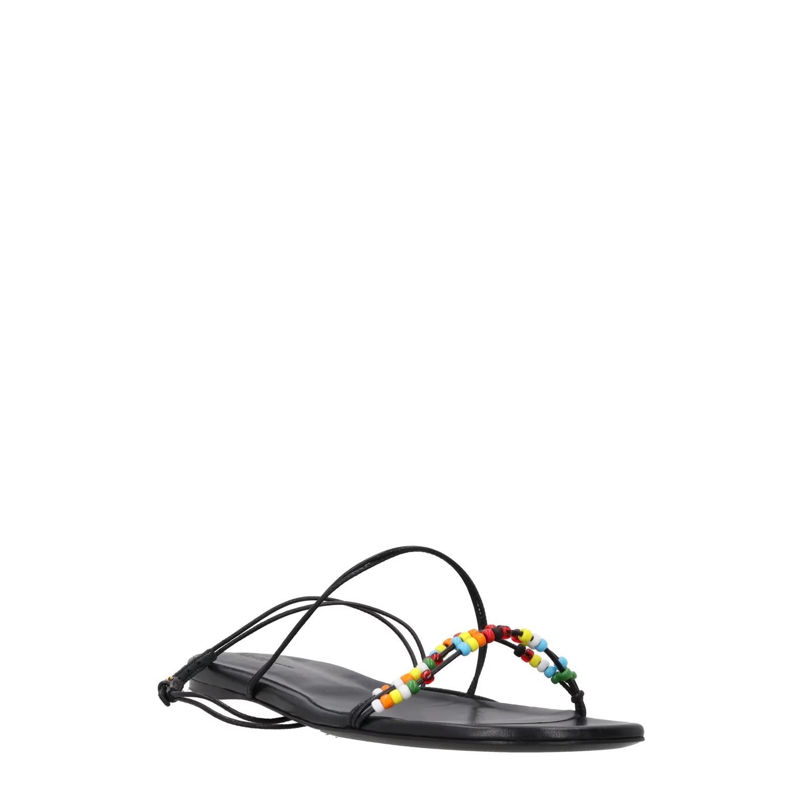 KHAITE Womens Loop Flat Sandals Black Leather Strappy Thong Buckled UK 7 RRP 595 — View 2