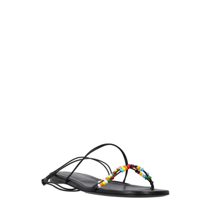 KHAITE Womens Loop Flat Sandals Black Leather Strappy Thong Buckled UK 7 RRP 595 — View 2