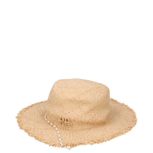 RUSLAN BAGINSKIY Womens Pearl Chain Frayed Fedora Hat Straw Beige Size S RRP 360 — View 2
