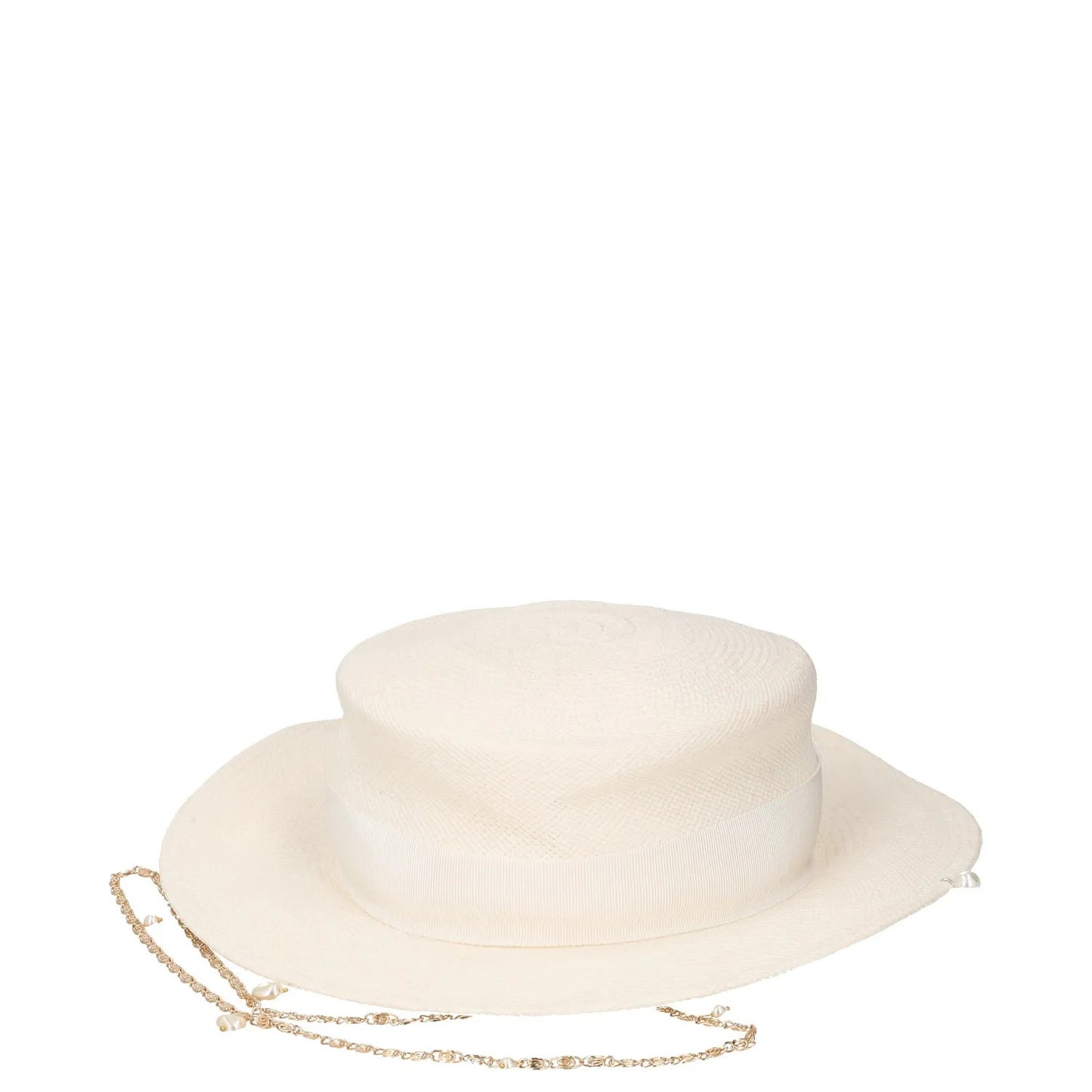 GUCCI Womens Sun Hat Beige Straw Chain Accent Button Summer Size L RRP 400 — View 5
