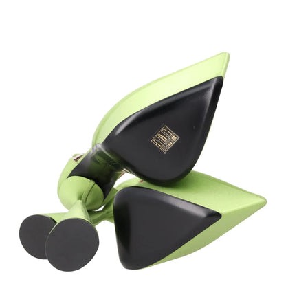 DACCORI Women Platform Heel Satin Leather Sandals Green Open Toe Size 41 RRP 950 — View 8