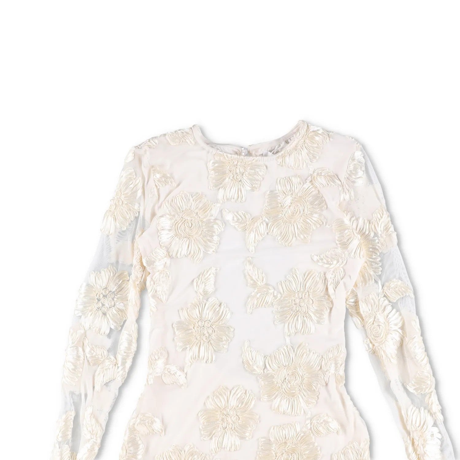 ROTATE Womens Dress Polyester Blend Ivory Lace Floral Flared Sleeve UK 10 RRP200 — View 3