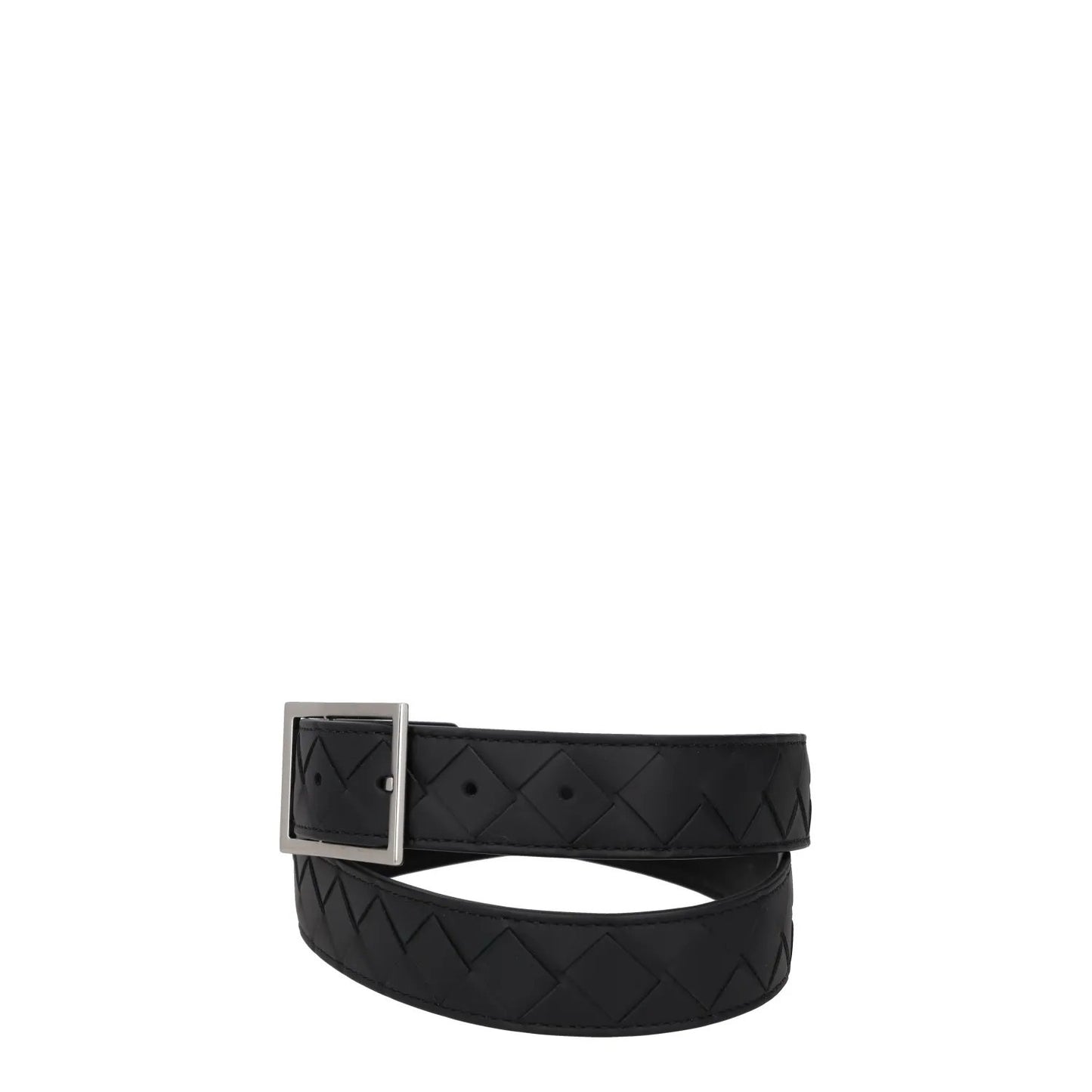 BOTTEGA VENETA Womens Belt Black Leather Dark Silver Buckle Size 90 RRP 550 — View 2