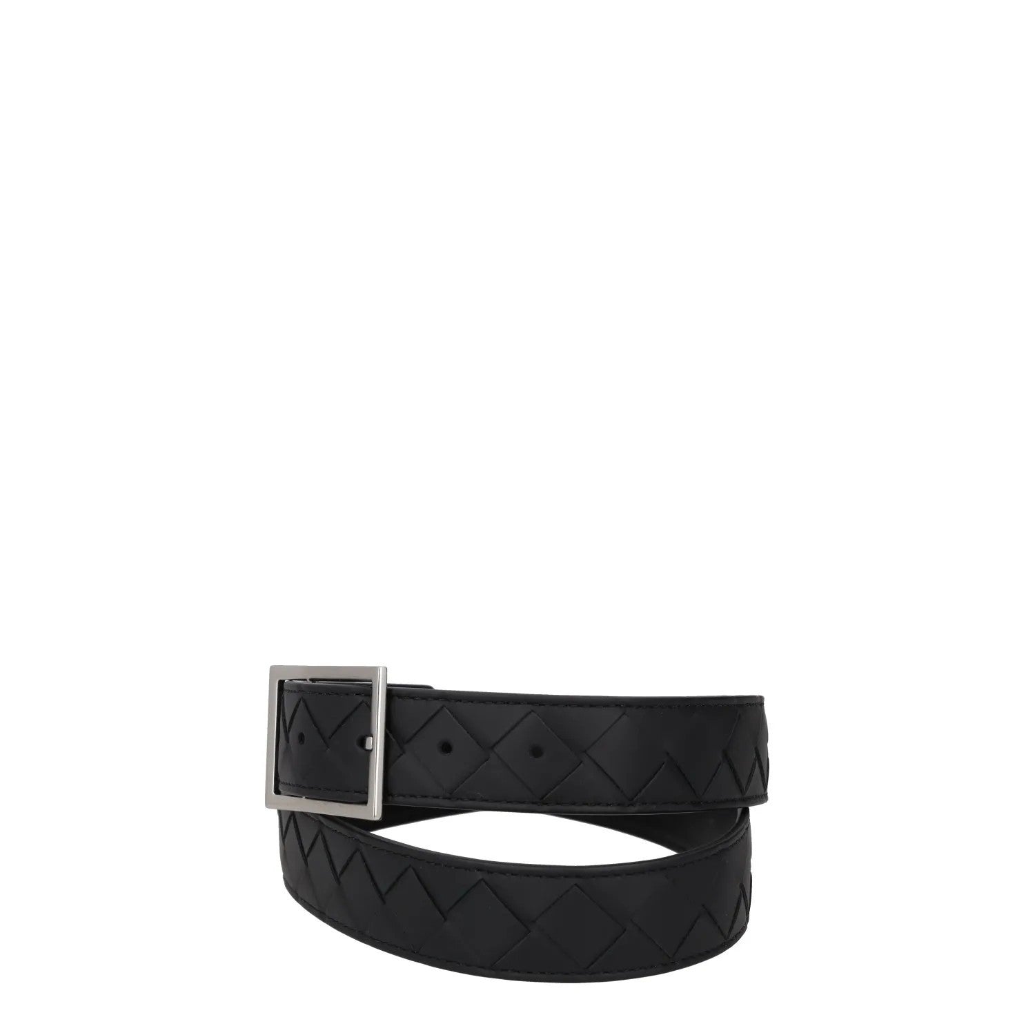BOTTEGA VENETA Womens Belt Black Leather Dark Silver Buckle Size 90 RRP 550 — View 2