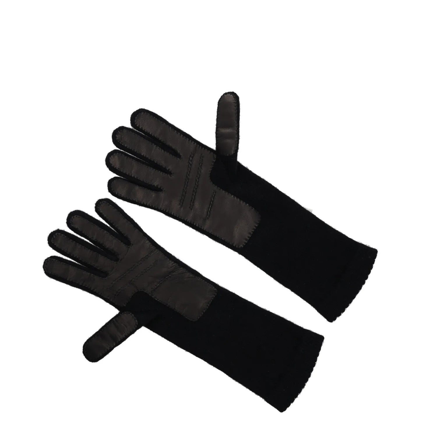 INVERNI Womens Gloves Black Cashmere Knit Long Wrist Warm Trim Size S RRP 145 — View 3