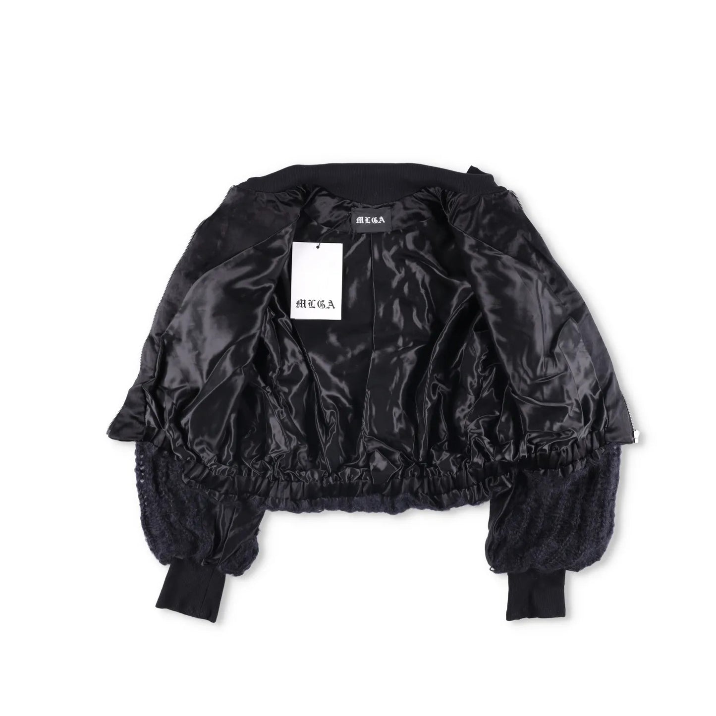 MLGA Mens Hand Knitted Bomber Jacket 07 Silk And Steel Black Size S RRP 1630 — View 6