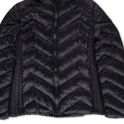 MONCLER Womens Makaluu Fur Hood Lined Jacket Nylon Size Large Black RRP1500 — View 4