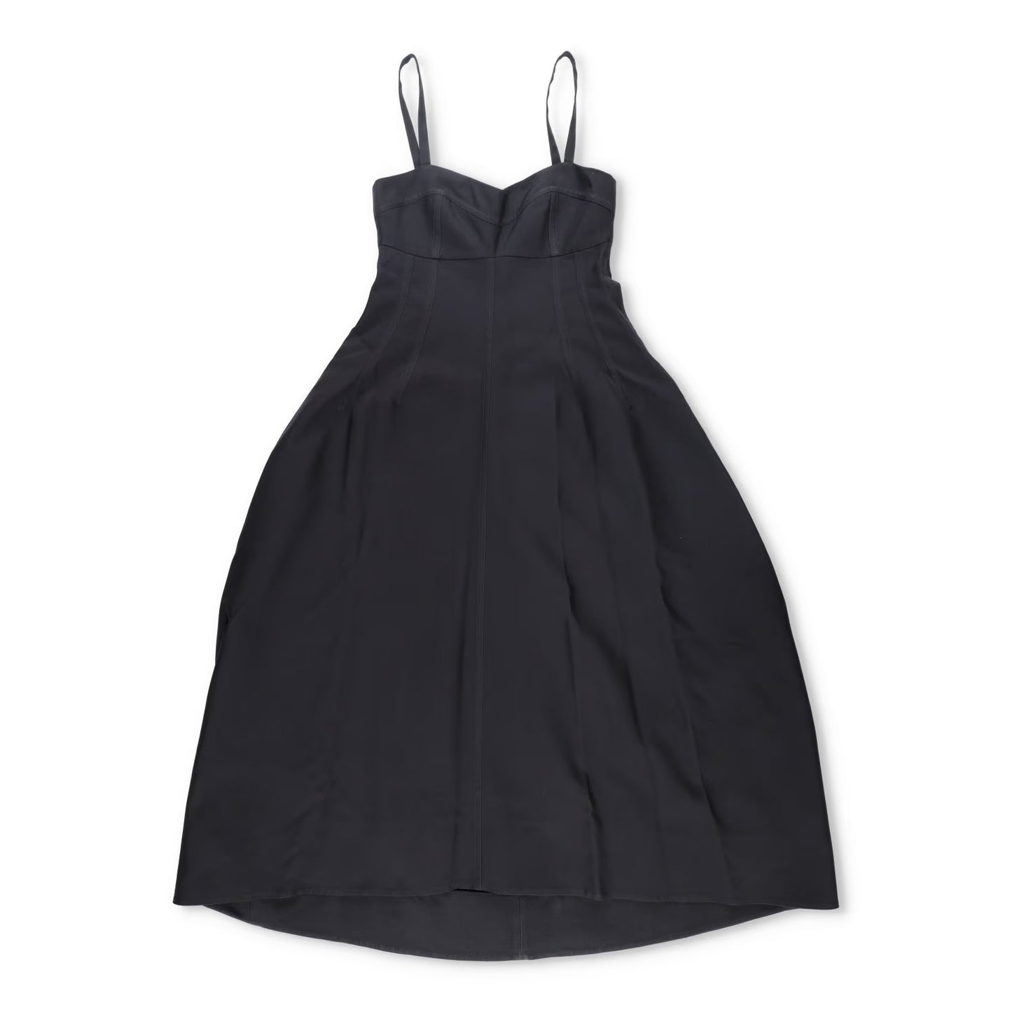 JIL SANDER Womens Midi Dress Strap Bustier Flare Black Strappy Size 34 RRP 2093