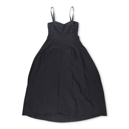 JIL SANDER Womens Midi Dress Strap Bustier Flare Black Strappy Size 34 RRP 2093